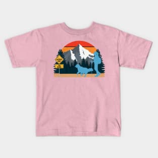 Hiking with dog - Mountains and Sunset Kids T-Shirt